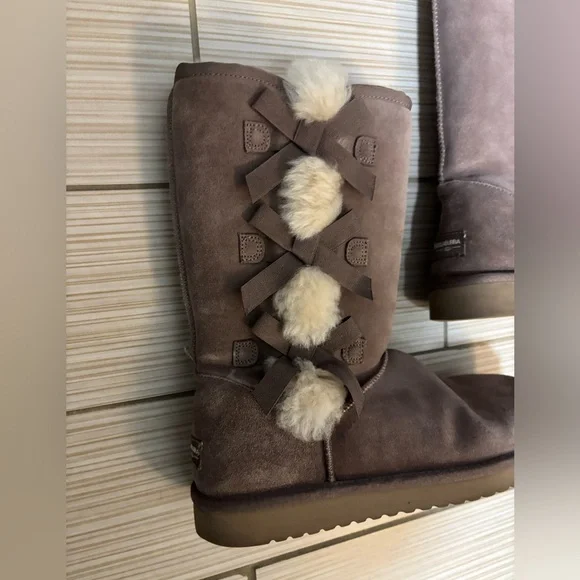 KOOLABURRA BY UGG VICTORIA TALL CINDER SUEDE FUR WOMEN'S BOOTS SIZE US 10 - Picture 6 of 10